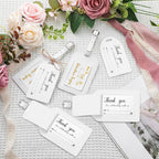 Sweetude 48 Sets Leather Luggage Tag Bulk and So The Adventure Begins Luggage Tags with Name Card for Wedding Bridal Shower B