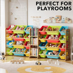 SpaceAid Large Toy Storage Organizer with 24 Bins and 3 Shelves, Toy Organizers Storage Bookshelf, Kids Bin Shelf Box Bookcas