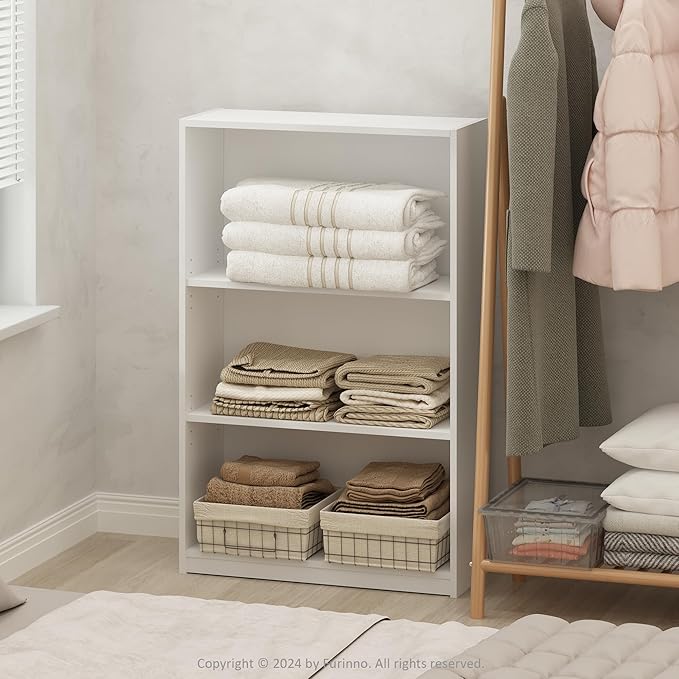 Furinno Reed Closet Organizers and Storage, 3-Tier Closet Organizer, Open Shelf Closet Storage, for Wardrobe, Bedroom, Living