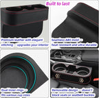Car Cup Holder Expander & Seat Gap Filler - PU Leather Cover with Stitching, Multifunctional Front Seat Organizer, for Car Truck Van, Holds Large Cups and Phones,Prevent Dropping Items (1Pack, Black)