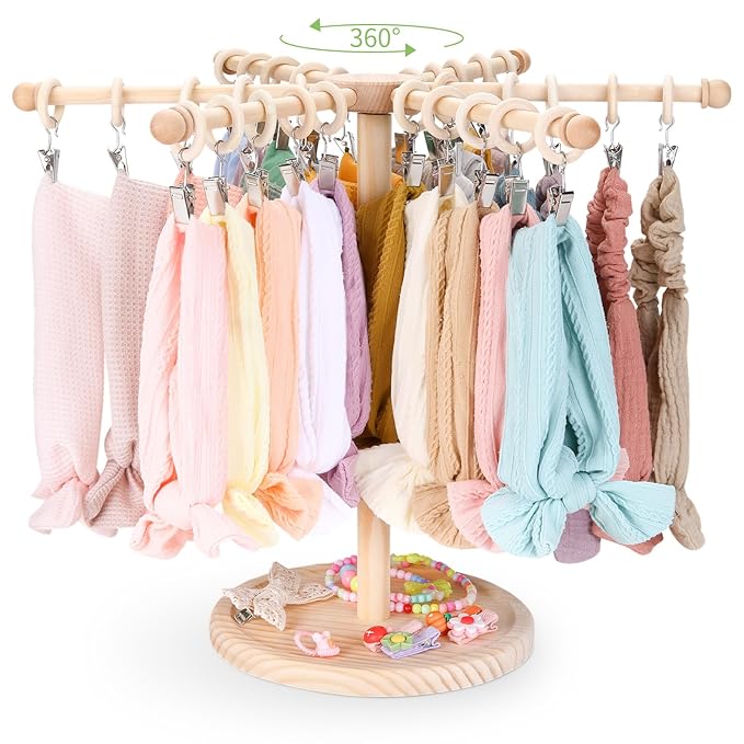 POVETIRE Headband Holder Bow Organizer for Girls,360 Rotating Hair accessories Organizer Storage Baby Headband Display Stand 