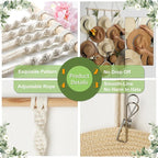 Macrame Hat Rack for Wall 31x66 in Hat Organizer with 15 Clips Hanging Hat Hanger Holder for Women Wide Brimmed Hat Storage f