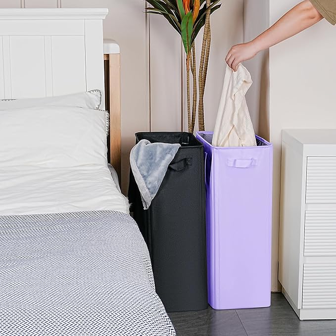 efluky Slim Laundry Basket, Narrow Laundry Hamper with Handles, Collapsible Dirty Clothes Hamper, Tall Laundry Bin for Laundr