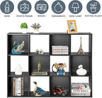 SUPER DEAL 12 Cube Storage Organizer, Open Shelf Bookcase, Wood Cubical Shelves Closet Cabinet Display Unit with 6 Removable 