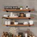 Industrial Pipe Wall Wood Shelves,Real Wooden Shelves 36" in Walnut Color with 1.2" Extra Thickness, Modern Floating Shevles