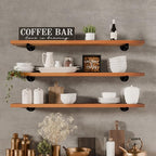 Industrial Pipe Wall Wood Shelves,Real Wooden Shelves 36" in Walnut Color with 1.2" Extra Thickness, Modern Floating Shevles