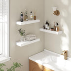 20 Inch Floating Shelves | 6.5 Inch Deep White Floating Shelves Set of 2 | 20" W x 6.5" D Rustic White Wood Wall Shelves with