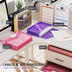 ThinkTex Plastic Expanding File Folder, Transparent envelopes with Snap Closure,No Dividers,Large Capacity,Document Organizer