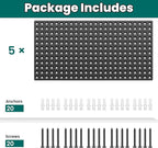 EVERHANGER Metal Pegboard Panels 24" x 12", Heavy Duty Steel Peg Boards for Garage, Pegboard Wall Organizer for Tool Storage 