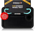 ENRICH UP 2-in-1 Car Steering Wheel Tray - Steering Wheel Desk for Laptop, Multipurpose Car Table for Eating & Work, Adjustable Car Food Tray with Silicone Rings (Mint) (Mint Ring)