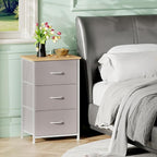 Somdot Dresser for Bedroom with 3 Drawers, Storage Organizer Chest of Drawers with Removable Fabric Bins for Closet Bedside L