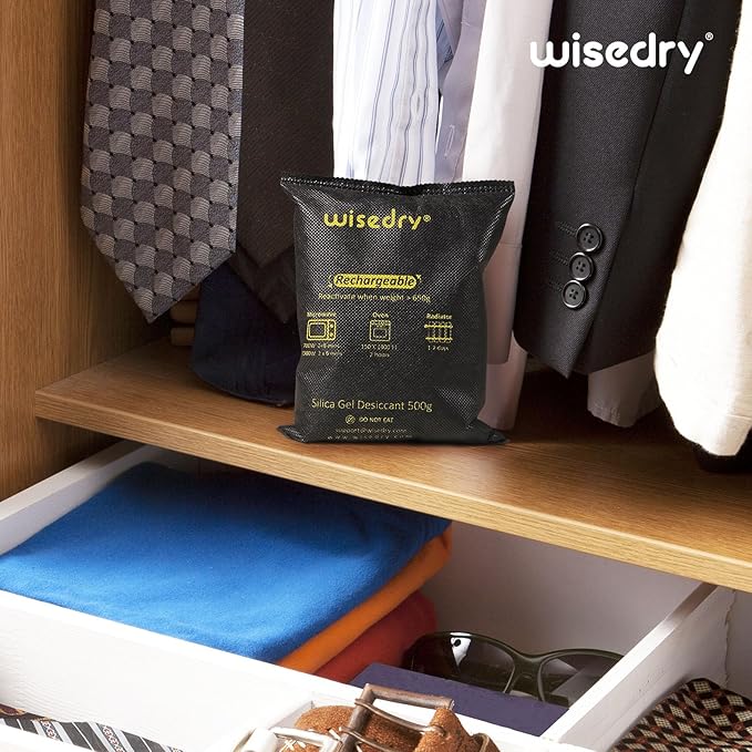 wisedry 10 x 500 Grams [11 lbs] Rechargeable Silica Gel Car Dehumidifier, Microwave Fast Reactivated Desiccant Packets Large