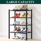 Smiry Shoe Rack, 4 Tier Small Bamboo Shoe Organizer, Stackable Free Standing Wooden Shoe Storage Shelf for Closet, Entryway, 