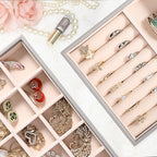LANDICI Stackable Jewelry Organizer Trays 4 Set,PU Leather Jewelry Organizer Drawer,Jewelry Storage Display Tray for Earring 