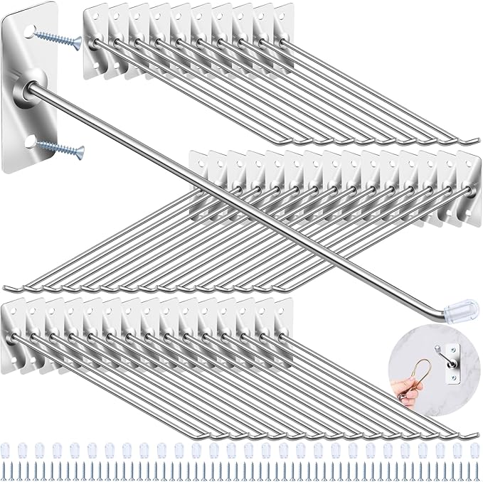 40 Pcs 10"/25CM Stainless Steel Wall Mounted Hooks with Protective Caps and Screws, Coat Bag Hat Utility Hook, Garage Tools S