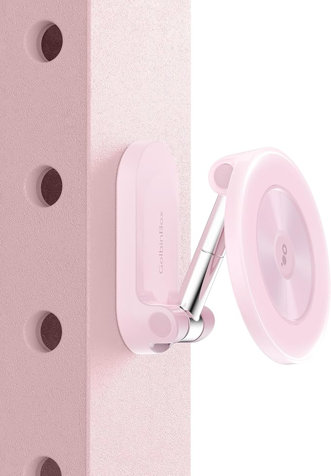 GolbinBox Magnetic Gym Phone Holder for MagSafe, All Metal Dual-Magnet Mount for iPhone and Android, 360° Adjustable Tri-Axis, Gym Essentials for Bodybuilder Men Women Recording Fitness Exercise, Pink