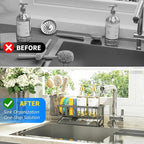 Cisily Sink Caddy Organzier with High Brush Holder, Sponge Holder for Sink, 304 Rustproof Stainless, Kitchen Countertop Soap 