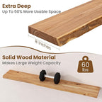 Floating Shelves for Wall Decor, Rustic Solid Elm Wood Live Edge Floating Shelves Wall Mounted, Wall Shelves with Invisible B