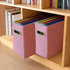 4 Packs Letter Size File Organizer, File Folders Organizer, Fabric Storage Box, Collapsible Paper Organizer with Metal Handle