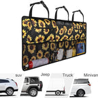 Femuar Car Trunk Organizer,Large Capacity Backseat Organizer(42 in*18 in),Collapsible Storage Bag with 8 Pocekt,Car Organizer for SUV/MPV/Truck - Sunflower TLAG-0114