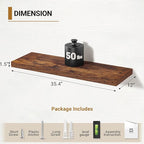 Vivelove 36" Floating Shelves for Wall, 12 inch Deep Long Wall Display Shelves with Invisible Brackets, for Living Room Bedro