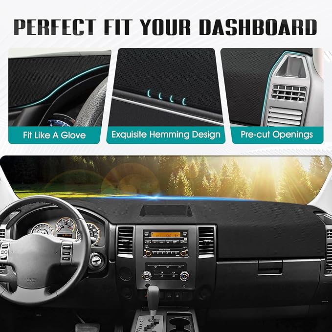 FIILINES Dash Cover for 2004-2012 Nissan Titan (Without Cutout for Navi/Sensor), Dashboard Mat Accessories Dash Cover Sunshad