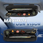 LEPHYON Molle Visor Organizer for Car, 1000D Polyester Tactical Panel Sun Glasses Holder with Zipper Pockets, Adjustable Straps for SUV Truck Pickup Patrol Car Storage (Black)