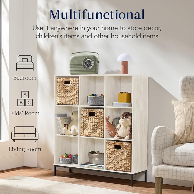 Best Choice Products 9-Cube Bookshelf, 3-Tier Wood Storage Bookcase W/Legs, 11in Shelf Opening, Cube Organizer, Living Room, 