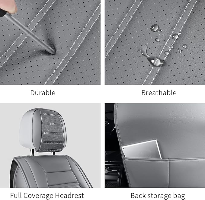 Car Seat Covers, Waterproof Horizontal Stripes Automotive Seat Covers, Universal Anti-Slip Car Seat Protectors for Most Cars 