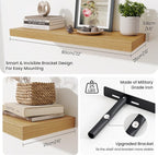 Fun Memories 32 x 10 Floating Shelves Wall-Mounted - Rustic Wood Shelf - 10 Inch Deep Floating Shelves for Wall - Large Stora