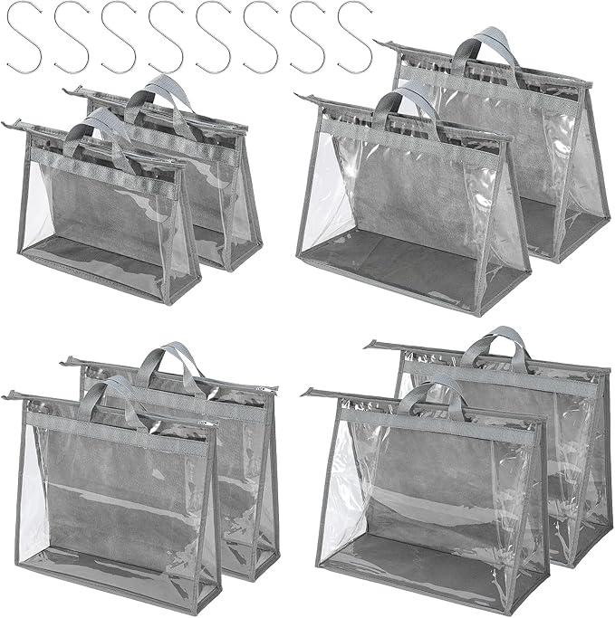 CINPIUK Handbag Dust Bags Clear Purse Storage Organizer for Closet Small to Extra Large Handbags Dust Free Bags Hanging Zippe