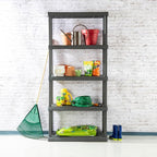 Sterilite 5 Shelf Unit, Heavy-Duty Shelving Storage Rack for Home and Garage, Gray - Multipurpose Plastic Organizer Shelves f