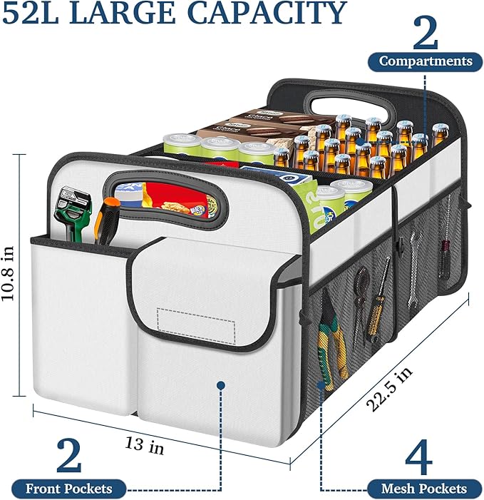 Femuar Car Trunk Organizer, Car Storage Organizer with Large Capacity Waterproof Collapsible Trunk Organizer for Car Suv/Jeep/