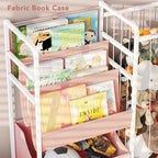BBLIKE Kids Bookshelf and Stuffed Animal Storage - Multi-Function Nursery Book Shelves with Toy Box and PVC Book Display, Toy