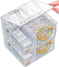 2 Pack 4 In 1 Acrylic Jewelry Organizers and Storage with 120 Portable Anti Tarnish Jewelry Bags, Clear Jewelry Box Organizer
