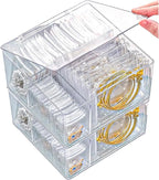 2 Pack 4 In 1 Acrylic Jewelry Organizers and Storage with 120 Portable Anti Tarnish Jewelry Bags, Clear Jewelry Box Organizer