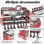 Power Tool Organizer Wall Mount, Cordless Drill Hanger Storage Rack 8 Drill Holder, 4 Layer Heavy Metal Large Capacity Tool R
