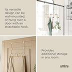 Umbra Estique Over The Door Coat Rack & Multi-Use Organizer, for Coats, Bags, Hats & More, Small, White/Natural
