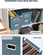 Oterri File Organizer with Lid, Hanging Filing Box with Mesh Pocket, Document Organizer for Letter Files, Portable Storage Bo