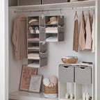 StorageWorks 6-Shelf Closet Organizers, Two 3-Shelf Separable Hanging Shelves for Closet, 12" D x 12" W x 48 ¼"H， Canvas, Gra
