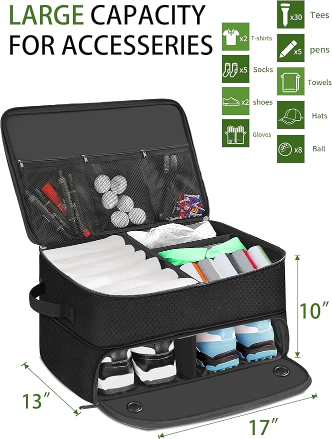 CAMPLAND 2 Layer Trunk Organizer, Waterproof Car Locker for 2 Pair Shoes, Durable Trunk Storage for Balls, Tees, Clothes,