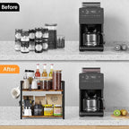 RUILALIFE Coffee-Bar-Station-Organizer Shelf for Countertop, 2 Tiers Kitchen Counter Shelf Riser, Wooden Spice Rack Organizer
