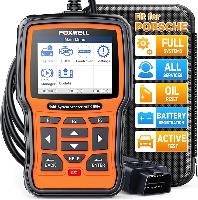FOXWELL NT510 Elite OBD2 Scanner fit for Porsche Diagnostic Tool, Full System Bi-Directional Control Code Reader with All