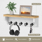 Nekon Key Holder for Wall, 11.8" W x 3.5" H x 2.8" D Decorative Key Organizer with Floating Shelf, Wall Mount Key Rack with 5