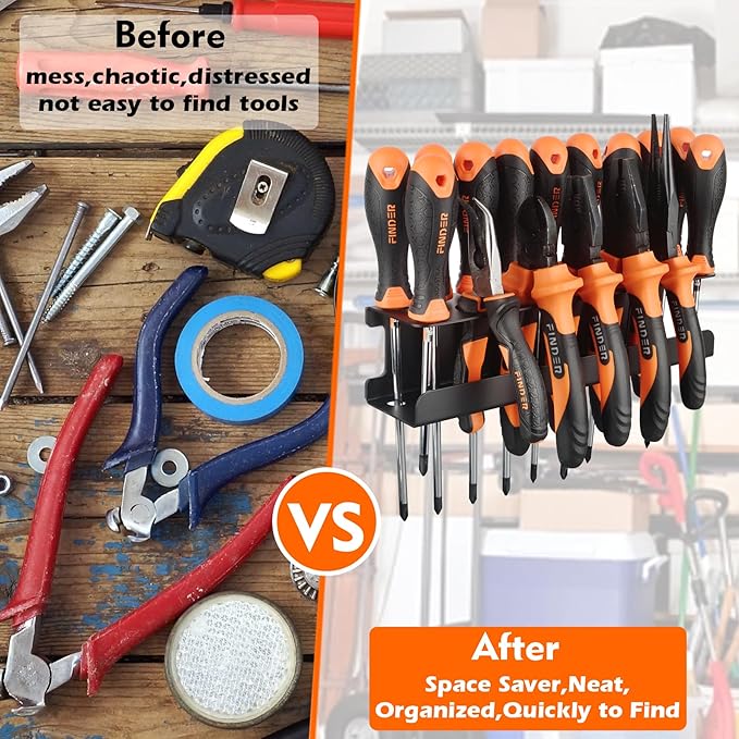MUTUACTOR Screwdriver Organizer Rack Heavy Duty,Magnetic Mount Screwdriver Holder Plier Organizer,Magnetic Tool Holder Storag