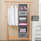 Large Hanging Sweater Organizer for Closet,Collapsible 6-Shelf Hanging Closet Shelves with Drawers, Washable (Grey-6 Shelf-2 