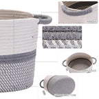 Hinwo Oval Cotton Rope Storage Basket Collapsible Nursery Storage Box Container Organizer with Handles, 13 x 10 inches, Off W
