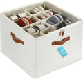 OrganiHaus Large Shoe Storage Bin for Closet, Shoe Organizer Box Fits up to 16 Pairs, Collapsible Fabric Shoe Basket w/Clear 