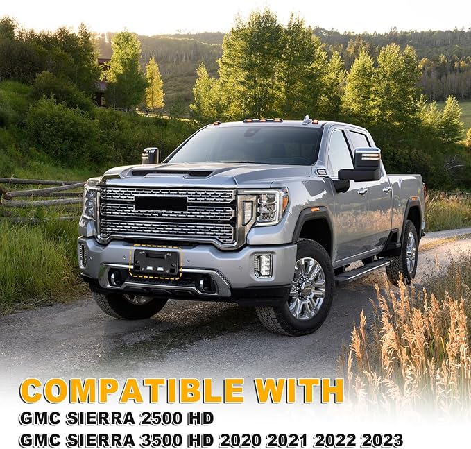 Front Bumper License Plate Frame Bracket Compatible with GMC Sierra 2500 HD 3500 HD 2020 2021 2022 2023, Black License Frame 