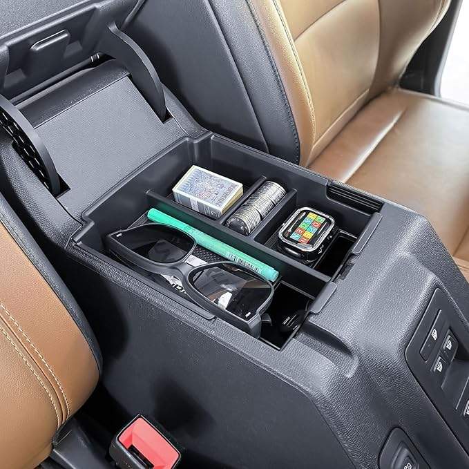 RUNROAD Center Console Organizer Tray Compatible with 2025 2026 Ford Bronco 4-Door Accessories, Insert Armrest Storage Tray Middle Console Dividers Glove Compartment (NOT for Bronco 2-Doors/Sport)